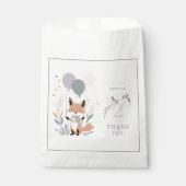 Pastel Boho Fox en Ballonnen Verjaardag Bedankzakje (Voorkant)