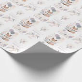 Pastel Boho Fox en Ballonnen Verjaardag Cadeaupapier (Hoek)
