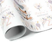 Pastel Boho Fox en Ballonnen Verjaardag Cadeaupapier (Rol Hoek)