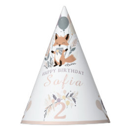 Pastel Boho Fox en Ballonnen Verjaardag Feesthoedjes