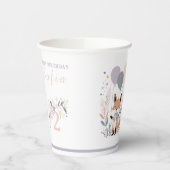 Pastel Boho Fox en Ballonnen Verjaardag Papieren Bekers (Links)