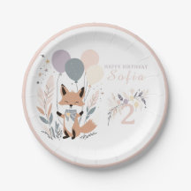 Pastel Boho Fox en Ballonnen Verjaardag