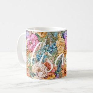 Pastel Boho Grote Gelukkige Waterverf Botanische B Koffiemok