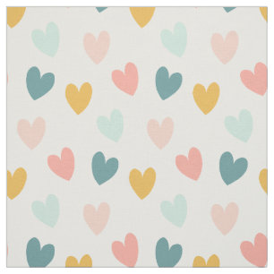 Pastel Boho Hearts-Pinks, Blues, Gold Stof