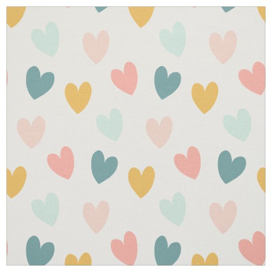 Pastel Boho Hearts-Pinks, Blues, Gold Stof (Swatch)
