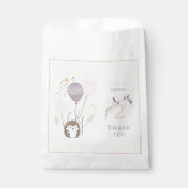 Pastel Boho Hedgehog en Ballonnen Verjaardag Bedankzakje (Voorkant)