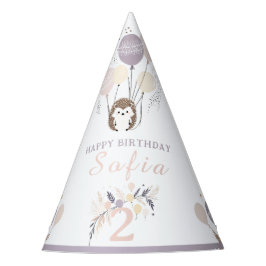 Pastel Boho Hedgehog en Ballonnen Verjaardag Feesthoedjes