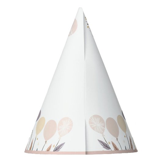 Pastel Boho Hedgehog en Ballonnen Verjaardag Feesthoedjes (Achterkant)