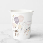 Pastel Boho Hedgehog en Ballonnen Verjaardag Papieren Bekers (Achterkant)