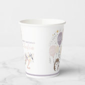 Pastel Boho Hedgehog en Ballonnen Verjaardag Papieren Bekers (Links)