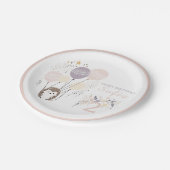 Pastel Boho Hedgehog en Ballonnen Verjaardag Papieren Bordje (Gekanteld)