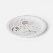 Pastel Boho Hedgehog en Ballonnen Verjaardag Papieren Bordje (Gekanteld)