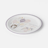 Pastel Boho Hedgehog en Ballonnen Verjaardag Papieren Bordje (Gekanteld)