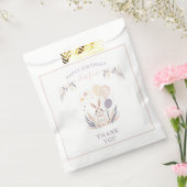 Pastel Boho Konijn en Ballonnen Verjaardag Bedankzakje (Gezegeld)