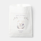 Pastel Boho Konijn en Ballonnen Verjaardag Bedankzakje (Voorkant)