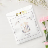 Pastel Boho Konijn en Ballonnen Verjaardag Bedankzakje (Gezegeld)
