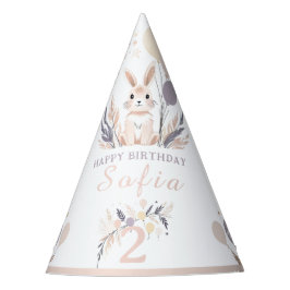Pastel Boho Konijn en Ballonnen Verjaardag Feesthoedjes