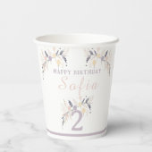 Pastel Boho Konijn en Ballonnen Verjaardag Papieren Bekers (Achterkant)