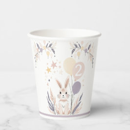 Pastel Boho Konijn en Ballonnen Verjaardag Papieren Bekers