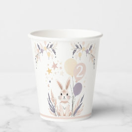 Pastel Boho Konijn en Ballonnen Verjaardag Papieren Bekers