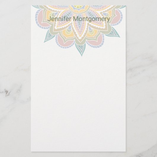 Pastel BoHo Mandala Aangepaste schrijfbenodigdhede Briefpapier (Voorkant)