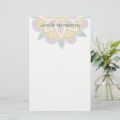 Pastel BoHo Mandala Aangepaste schrijfbenodigdhede Briefpapier (Staand voorkant)