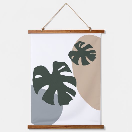 Pastel Boho Monstera verlaat organische esthetisch Hangend Wandkleed (Voorkant)
