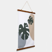 Pastel Boho Monstera verlaat organische esthetisch Hangend Wandkleed (Gebogen)