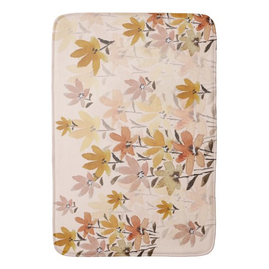 Pastel Boho Mosterd Geel Wildflowers Badmat (Voorkant Verticaal)