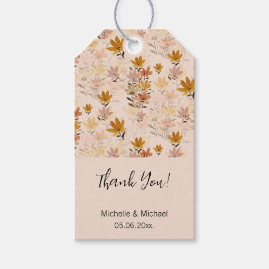 Pastel Boho Mosterd Geel Wildflowers Cadeaulabel (Voorkant)