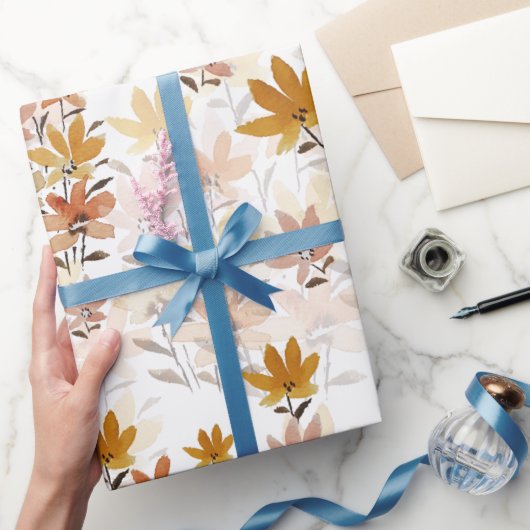 Pastel Boho Mosterd Geel Wildflowers Cadeaupapier (Geschenken)