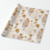 Pastel Boho Mosterd Geel Wildflowers Cadeaupapier (Uitgerold)