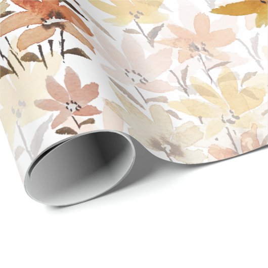 Pastel Boho Mosterd Geel Wildflowers Cadeaupapier (Rol Hoek)