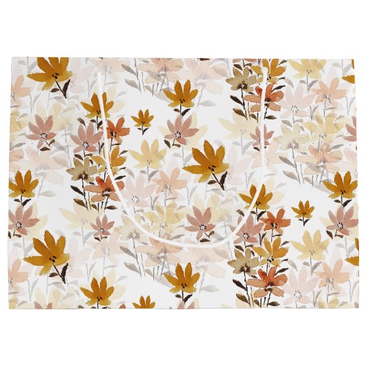 Pastel Boho Mosterd Geel Wildflowers Groot Cadeauzakje (Achterkant)