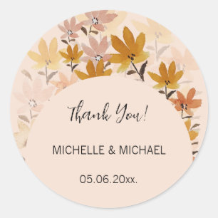 Pastel Boho Mosterd Gele Wilde Bloemen Ronde Sticker