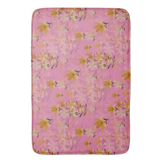 Pastel Boho Mosterd Roze Wildflowers Badmat (Voorkant Verticaal)