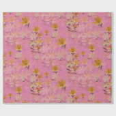 Pastel Boho Mosterd Roze Wildflowers Cadeaupapier (Vlak)