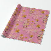 Pastel Boho Mosterd Roze Wildflowers Cadeaupapier (Uitgerold)