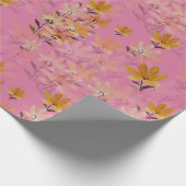 Pastel Boho Mosterd Roze Wildflowers Cadeaupapier (Hoek)