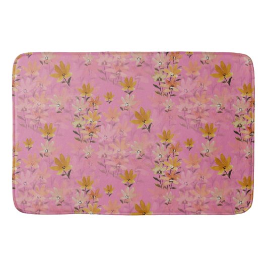 Pastel Boho Mosterdroze Wilde Bloemen Badmat (Voorkant)