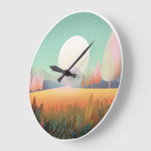 Pastel Boho Mountain Landscape Nature Clock Grote Klok (Hoek)