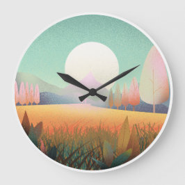 Pastel Boho Mountain Landscape Nature Clock Grote Klok
