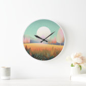 Pastel Boho Mountain Landscape Nature Clock Grote Klok (Huis)