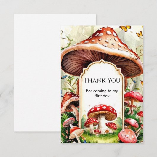 Pastel Boho Mushroom Verjaardag Bedankkaart (Voorkant / Achterkant)