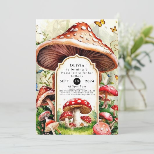 Pastel Boho Mushroom Verjaardag Kaart (Staand voorkant)