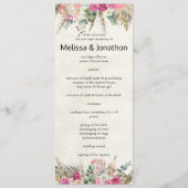 Pastel Boho Neutraal Bloemen Huwelijksprogramma Programmakaart (Voorkant)