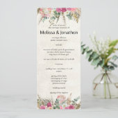 Pastel Boho Neutraal Bloemen Huwelijksprogramma Programmakaart (Staand voorkant)