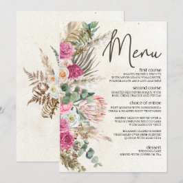 Pastel Boho Neutraal Bloemend Huwelijksmenu Menu