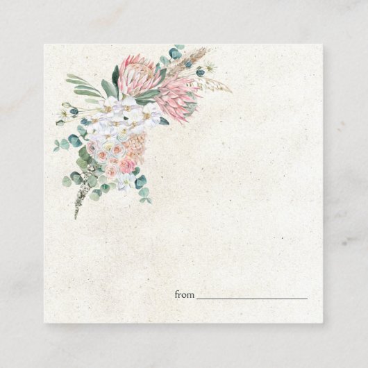 Pastel Boho Neutral Floral Date Night Card Vierkante Visitekaartje (Achterkant)