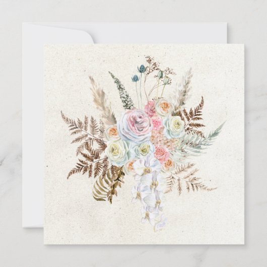 Pastel Boho Neutral Floral Elegant Save the Date (Achterkant)